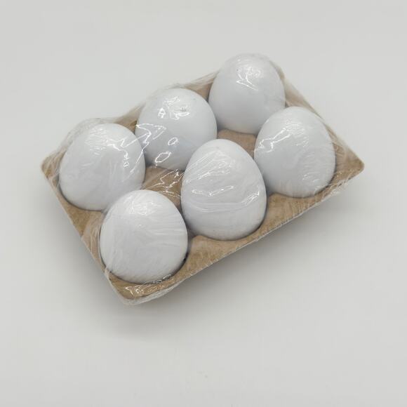 Target Bullseye Set of 6 White Wooden Eggs In Carton 2019 Easter Farmhouse - Picture 1 of 3